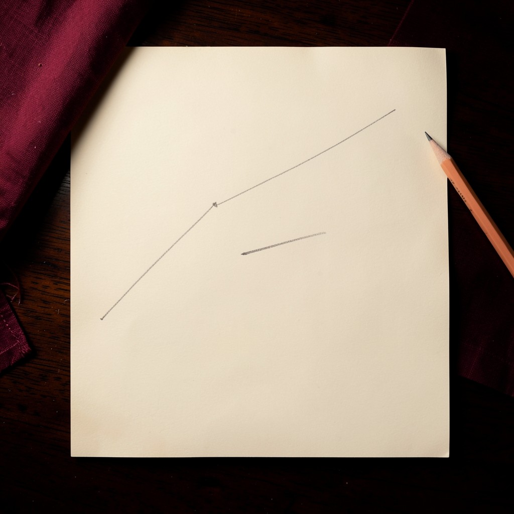 A wide sheet of ivory paper with a long unlabelled weekly line and a pencil resting on dark wood